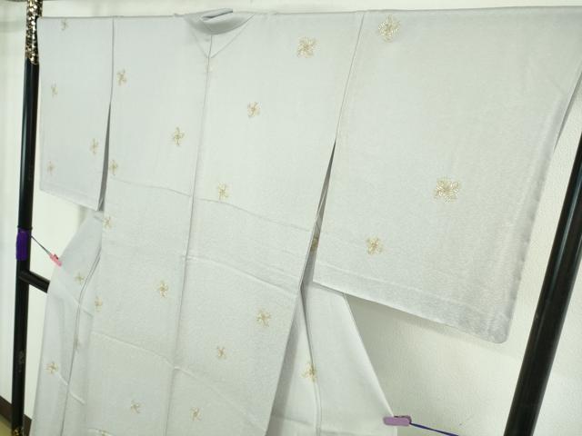平和屋着物▽極上 小紋 単衣 枝葉文 白菫色地 逸品 未使用 DZAA9239kh5