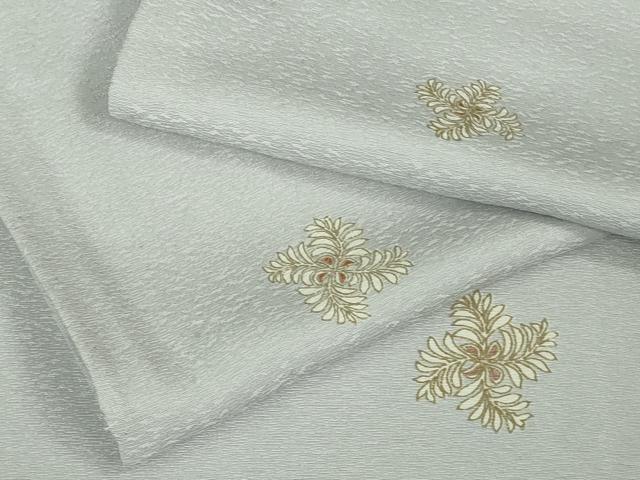 平和屋着物▽極上 小紋 単衣 枝葉文 白菫色地 逸品 未使用 DZAA9239kh5