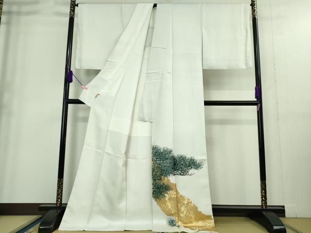 平和屋本店■希少 訪問着 永治屋清左衛門 本金老松図 月白色地 金糸 永井織物 ロング丈 逸品 未使用 DZAA9241kh5