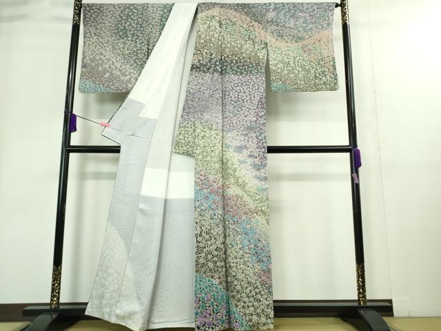 平和屋本店■極上 十日町 名門 滝泰謹製 訪問着 おぼろ染め 襲絞り 相良刺繍 暈し染め 金彩 金通し地 逸品 DZAA9245kh5