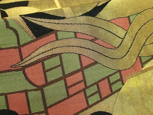 平和屋着物●極上 西陣織 陰山織物謹製 箔屋清兵衛 六通柄袋帯 南蛮船 黒地 本金箔 逸品 DZAA9277kh5
