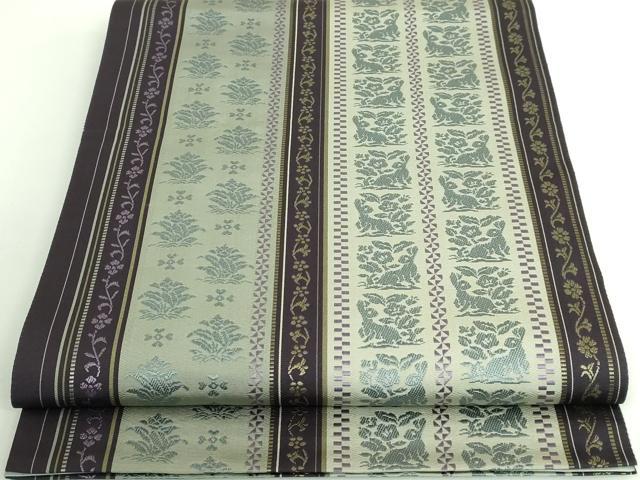 平和屋着物●極上 本場筑前博多織 全通柄袋帯 献上花兎 逸品 DZAA9337kh5