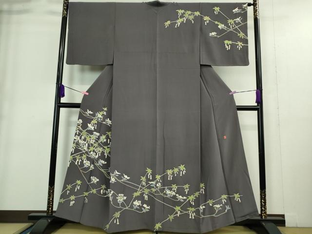 平和屋本店■極上 本加賀友禅作家 前川哲也 訪問着 釣鐘草 紫苑色地 逸品 DZAA9367kh5