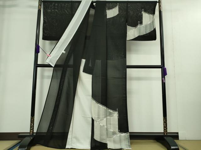 平和屋着物*極上 夏物 訪問着 紗 幔幕 黒地 金彩 逸品 未使用 DZAA9371kh5
