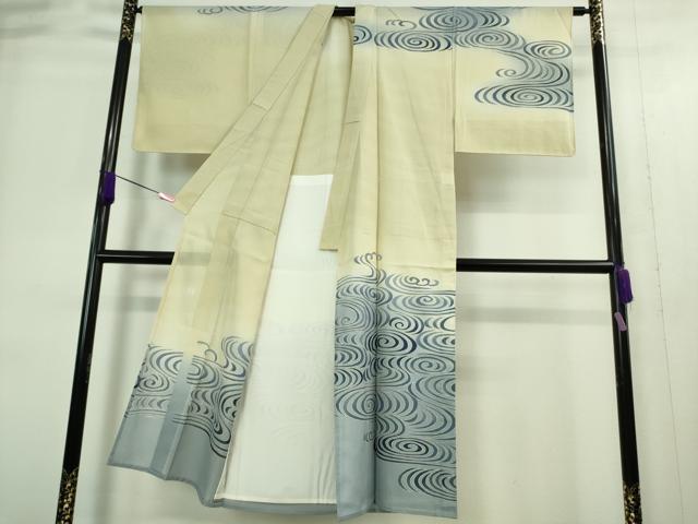 平和屋本店*超希少 夏物 男性 東京友禅 久呂田明功 訪問着 絽縮緬 観世水 暈し染め 銀彩 逸品 未使用 DZAA9384kh5