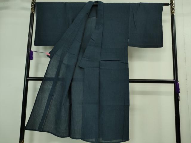 平和屋着物*極上 夏物 男性 上布 麻 色無地 濃藍色 逸品 DZAA9385kh5