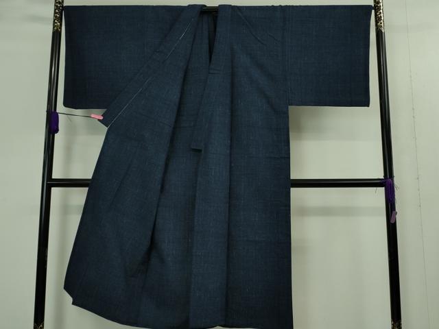 平和屋着物▽極上 男性 紬 単衣 色無地 濃藍色 逸品 DZAA9389kh5