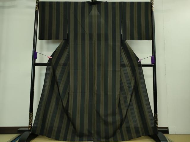平和屋着物*極上 夏物 紗紬 間道 黒地 逸品 DZAA9393kh5