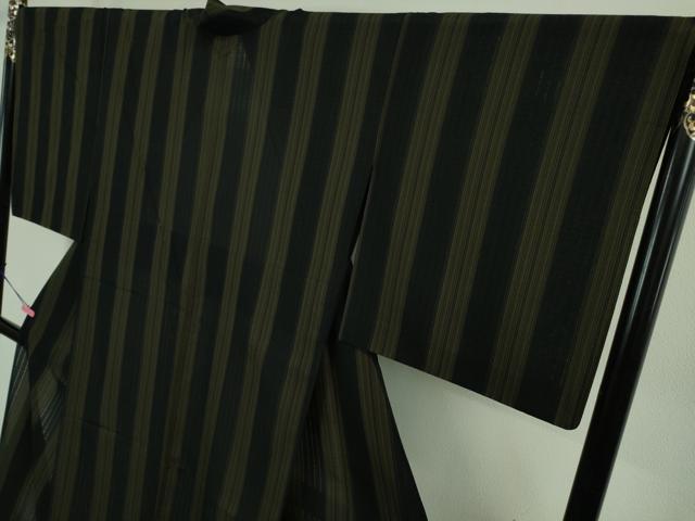 平和屋着物*極上 夏物 紗紬 間道 黒地 逸品 DZAA9393kh5