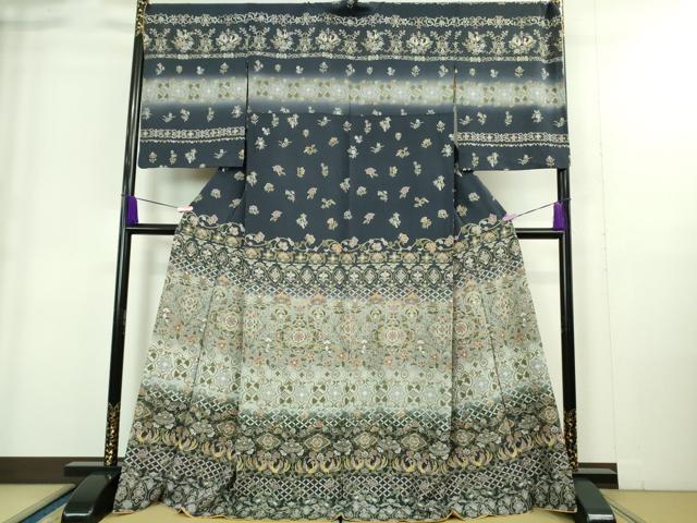 平和屋本店■極上 中国三大刺繍 汕頭刺繍 スワトウ刺繍 訪問着 双鳥花唐草文 暈し染め ロング丈 逸品 DZAA9408kh5