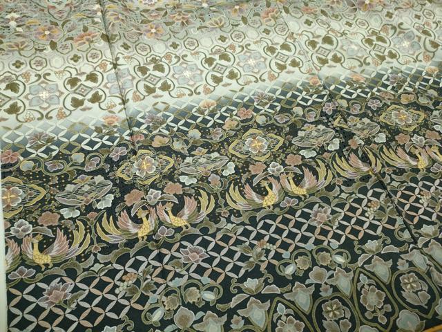 平和屋本店■極上 中国三大刺繍 汕頭刺繍 スワトウ刺繍 訪問着 双鳥花唐草文 暈し染め ロング丈 逸品 DZAA9408kh5