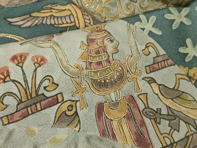 平和屋本店■極上 中国三大刺繍 スワトウ刺繍 汕頭刺繍 相良刺繍 訪問着 古代人物壁画文様 金糸 ロング丈 逸品 DZAA9410kh5