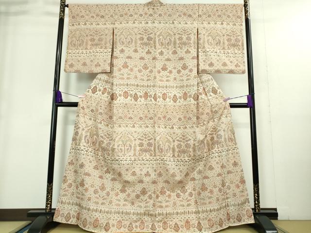 平和屋本店■極上 中国三大刺繍 スワトウ刺繍 汕頭刺繍 訪問着 樹下双鳥更紗花文 逸品 DZAA9411kh5