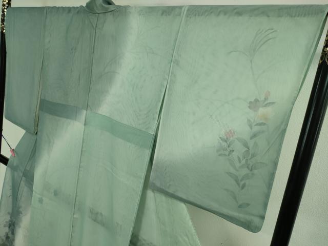 平和屋本店▽極上 中国三大刺繍 スワトウ刺繍 汕頭刺繍 訪問着 無双 紗袷 紗×紗 手描き 秋草文 暈し染め 逸品 DZAA9443kh5