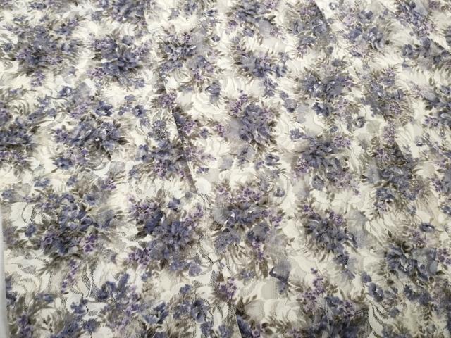 平和屋着物▽極上 道行コート スリーシーズン 塵除け レース 紗 草花文 逸品 DZAA9449kh5