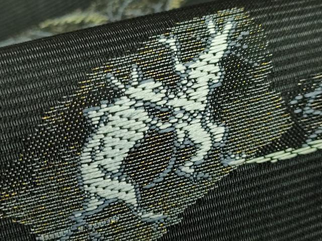 平和屋着物*極上 夏物 九寸名古屋帯 鳥獣戯画 金銀糸 黒地 逸品 新品 DZAA9459kh5