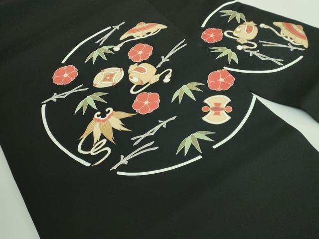 平和屋着物■極上 塩瀬 九寸名古屋帯 宝尽くし花文 黒地 金彩 逸品 DZAA9521kh5