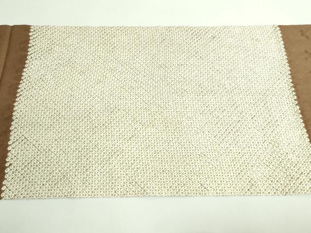 平和屋着物●極上 本疋田絞り 九寸開き名古屋帯 黒茶色地 逸品 DZAA9542kh5