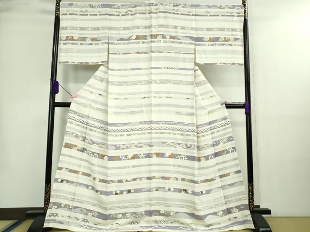 平和屋本店■極上 創業460年・千總 訪問着 駒刺繍 吉祥花松文 象牙色地 金彩 逸品 DZAA9553kh5