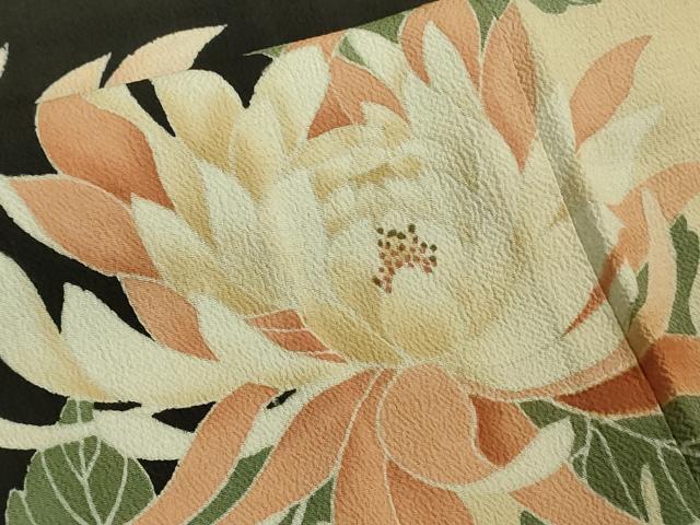 平和屋着物●極上 アンティーク 大正ロマン 振袖 乱菊 梅 楓 黒地 暈し染め 逸品 DZAA9567kh5