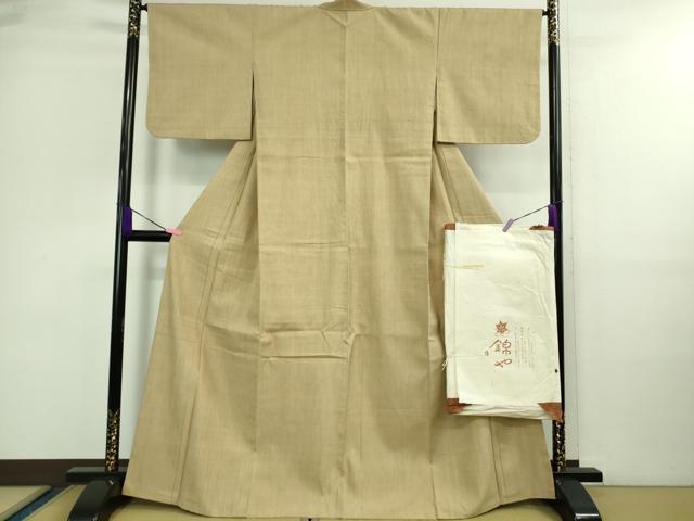 平和屋本店■極上 日本橋人形町 創業70年 錦や 本場結城紬 重要無形文化財 色無地 枯色 たとう紙付き 逸品 DZAA9575kh5