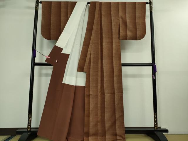 平和屋本店■極上 日本工芸会正会員 伝統工芸士 鈴木苧紡庵 間道 銀座世きね 反端付き 逸品 DZAA9589kh5