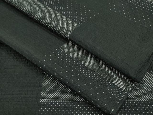 平和屋着物▽極上 お召 単衣 横段文 黒地 逸品 未使用 DZAA9610kh5