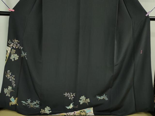 平和屋着物■極上 本加賀友禅作家 宮野勇造 訪問着 蓑亀 鶴 青褐色地 逸品 DZAA9611kh5
