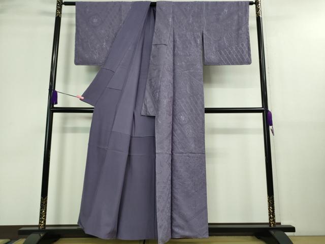 平和屋着物■極上 中国三大刺繍 スワトウ刺繍 汕頭・相良刺繍 総刺繍 訪問着 花唐草文 竜胆色地 逸品 未使用 DZAA9612kh5
