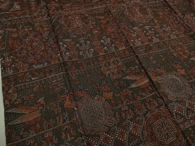 平和屋本店■極上 中国三大刺繍 スワトウ刺繍 汕頭刺繍 総刺繍 訪問着 紬地 古代人物壁画文様 逸品 DZAA9623kh5