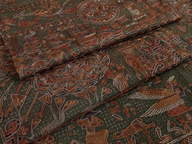 平和屋本店■極上 中国三大刺繍 スワトウ刺繍 汕頭刺繍 総刺繍 訪問着 紬地 古代人物壁画文様 逸品 DZAA9623kh5