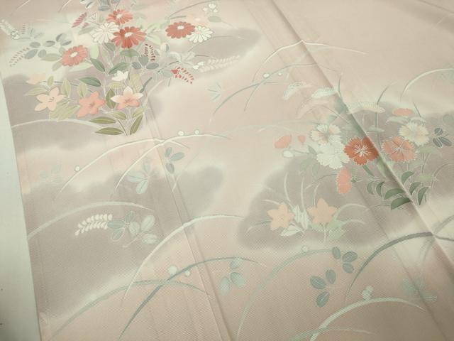 平和屋着物*極上 夏物 訪問着 絽 秋草文 虹色地 銀彩 伊勢丹扱い ロング丈 逸品 未使用 DZAA9628kh5