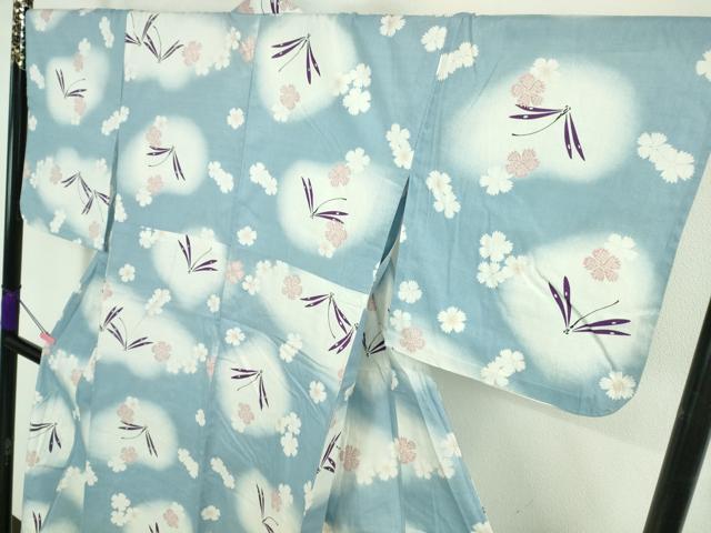 平和屋着物∴極上 夏物 撫松庵 浴衣 綿 蜻蛉 舞花 暈し染め 洗える着物 逸品 DZAA9629kh5