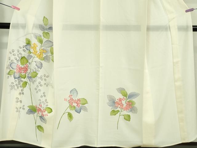 平和屋着物*極上 夏物 訪問着 絽 紫陽花 あじさい 象牙色地 金彩 逸品 DZAA9633kh5