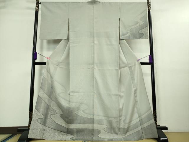平和屋着物▽極上 本塩沢 やまだ織 単衣 名物裂 流水文 逸品 DZAA9636kh5