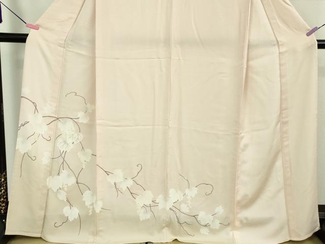 平和屋着物▽極上 訪問着 単衣 南天蔦の葉文 薄桜色地 暈し染め 逸品 DZAA9638kh5