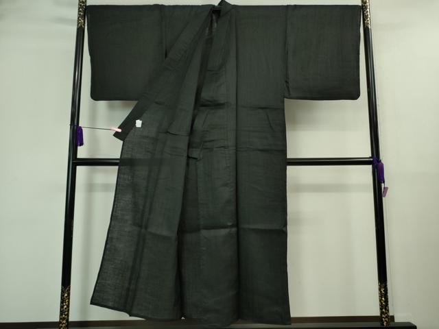 平和屋着物*極上 夏物 男性 上布 キングサイズ 麻 黒地 逸品 DZAA9639kh5
