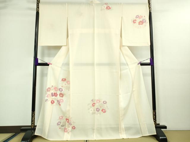 平和屋着物*極上 夏物 中国三大刺繍 スワトウ刺繍 汕頭刺繍 訪問着 絽 草花文 象牙色地 逸品 DZAA9642kh5