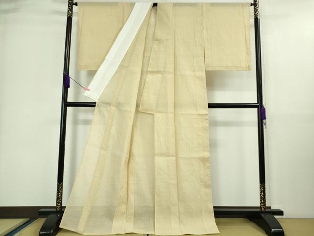 平和屋着物*極上 夏物 本場小千谷ちぢみ 麻 色無地 蒸栗色 逸品 未使用 DZAA9643kh5