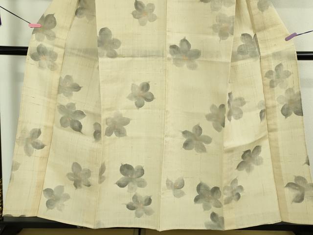 平和屋着物*極上 夏物 生紬 手描き 舞花文 逸品 DZAA9648kh5