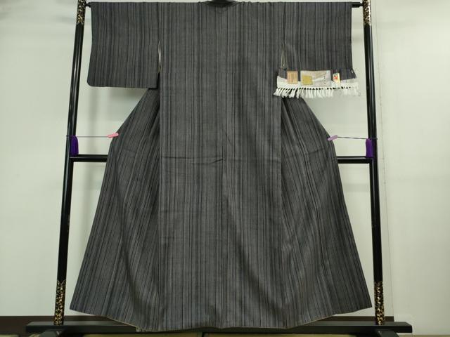 平和屋着物■極上 石川県指定無形文化財 改石牛首紬 手織り 加藤改石作 縞 証紙付き 逸品 DZAA9659kh5