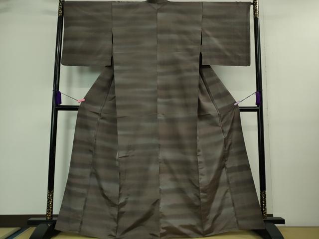 平和屋着物▽極上 紬 単衣 横段文 逸品 DZAA9661kh5