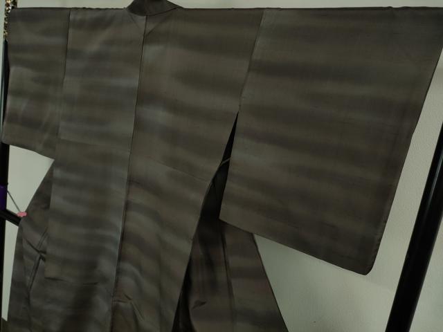 平和屋着物▽極上 紬 単衣 横段文 逸品 DZAA9661kh5