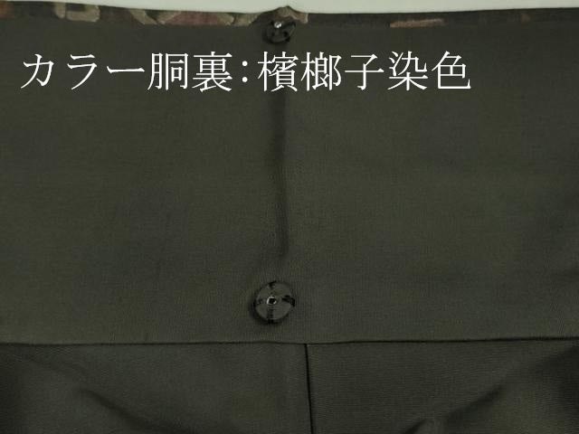平和屋本店■極上 インド・アッサム 野蚕糸 手織 ムガシルク 象形文字 紫黒色地 逸品 DZAA9671kh5