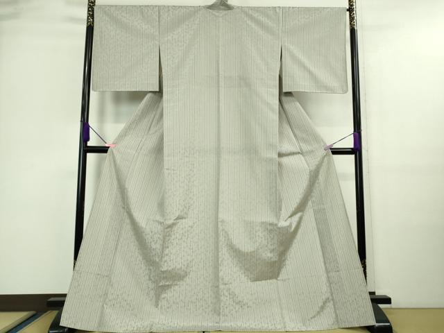 平和屋着物▽極上 小紋 単衣 もじり織 白根沢 涼風 蜻蛉 とんぼ 灰白色地 逸品 未使用 DZAA9677kh5
