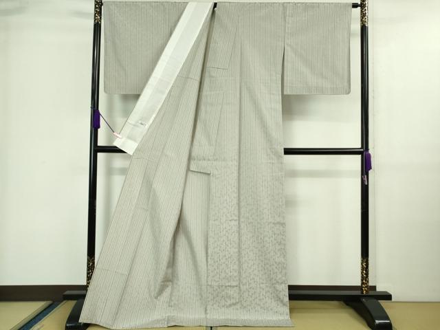 平和屋着物▽極上 小紋 単衣 もじり織 白根沢 涼風 蜻蛉 とんぼ 灰白色地 逸品 未使用 DZAA9677kh5