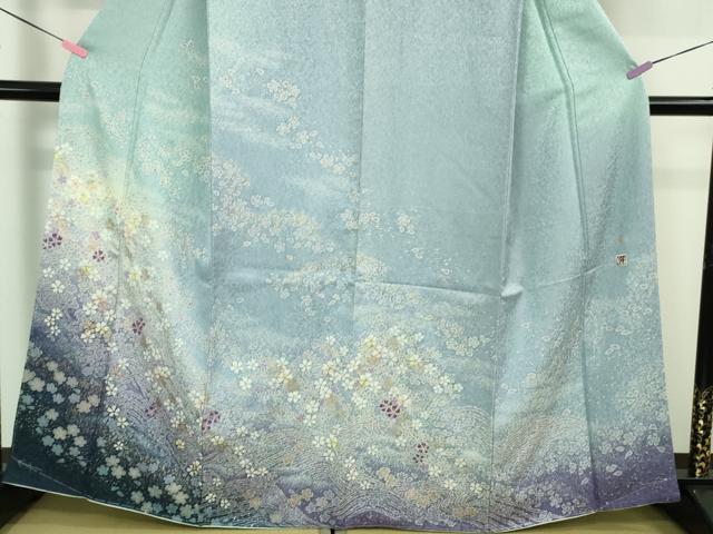 平和屋本店■極上 吉乃一廉 幻の辻が花 訪問着・長襦袢セット 立波花文 暈し染め 金彩 銀通し地 京都きもの友禅 逸品 未使用 DZAA9699kh5