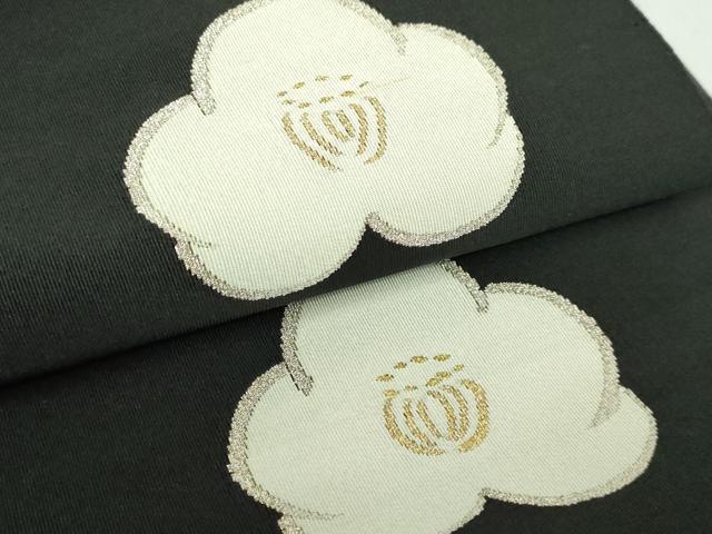 平和屋着物●極上 爪掻き本綴れ 八寸名古屋帯 舞梅文 黒地 金銀糸 逸品 DZAA9712kh5
