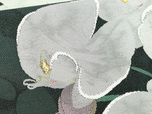 平和屋着物■極上 六通柄袋帯 胡蝶蘭 黒地 金糸 逸品 DZAA9771kh5