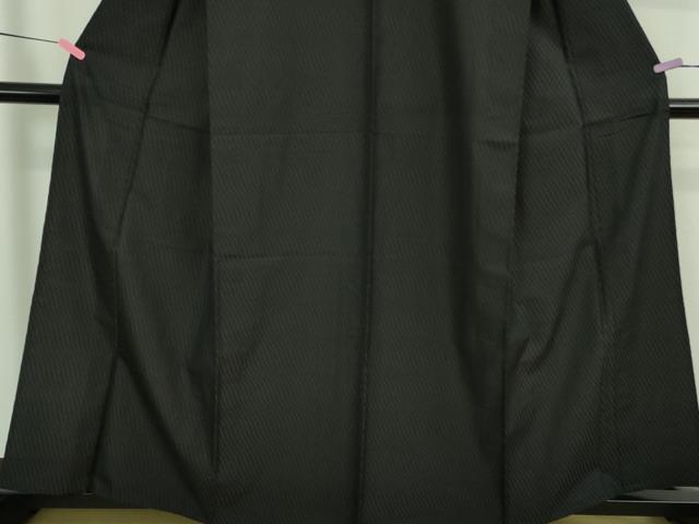 平和屋着物▽極上 お召 単衣 よろけ市松地紋 黒地 逸品 DZAA9837kh5